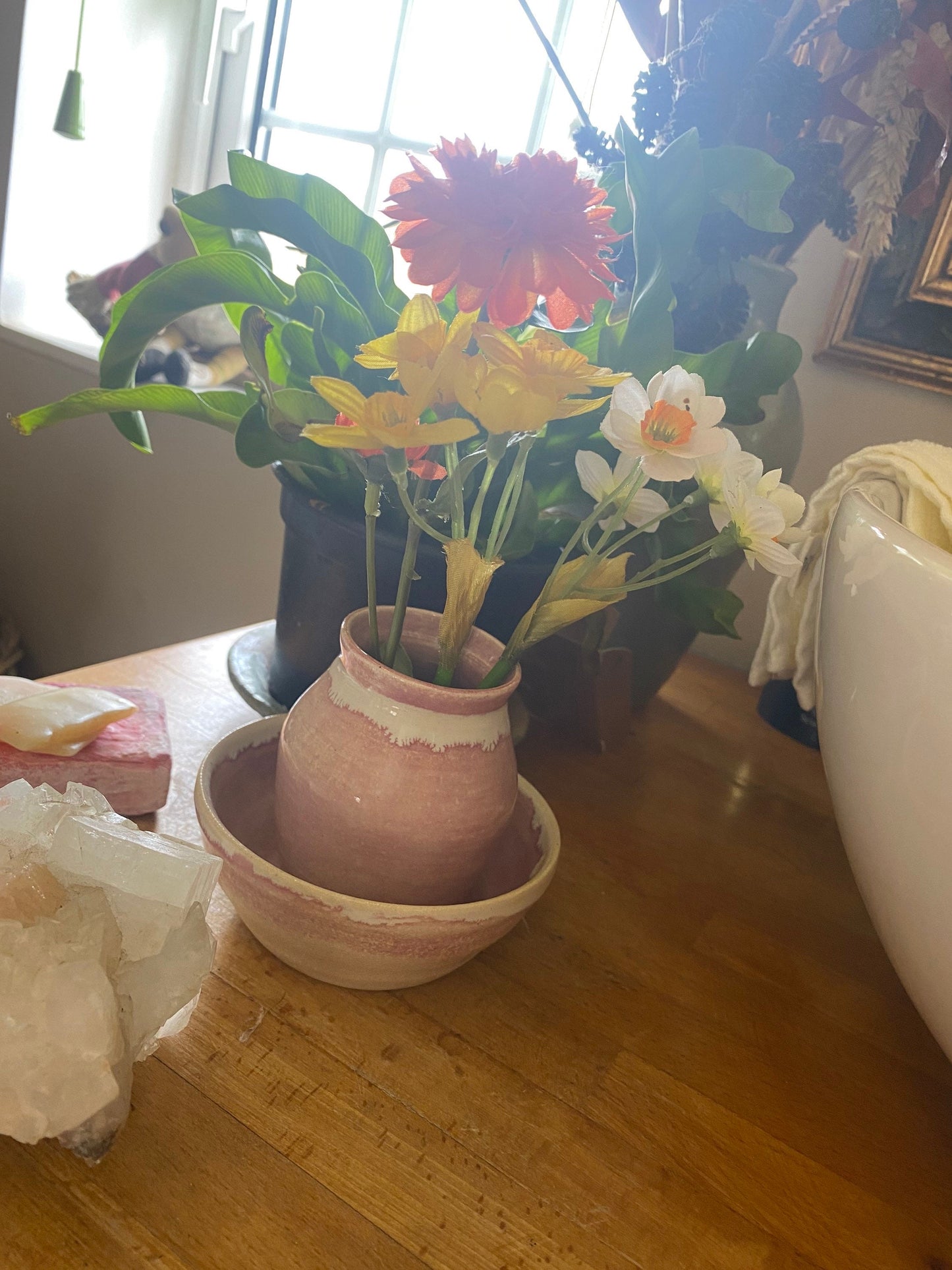 Pink Miniature Jug and Bowl